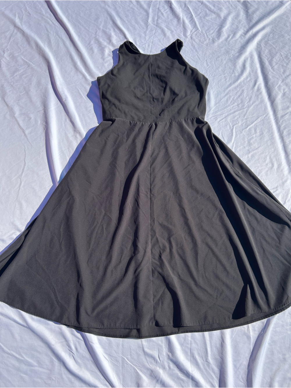 Source Unknown Black Midi Fit-and-Flare Dress